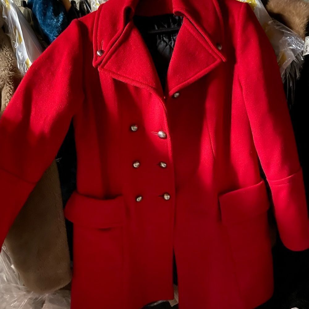Vintage red wool double breasted coat   